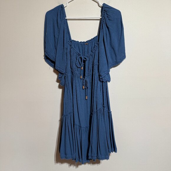 Free People Like Never Before Flowy Blue Dress Tunic, Medium - Picture 2 of 5